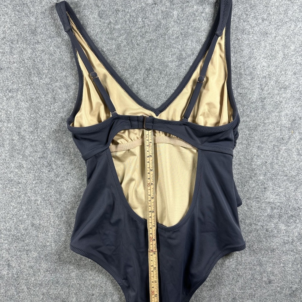 Shade & Shore Tie-Front One Piece Swimsuit Small Black Cutout Back - Picture 4 of 8